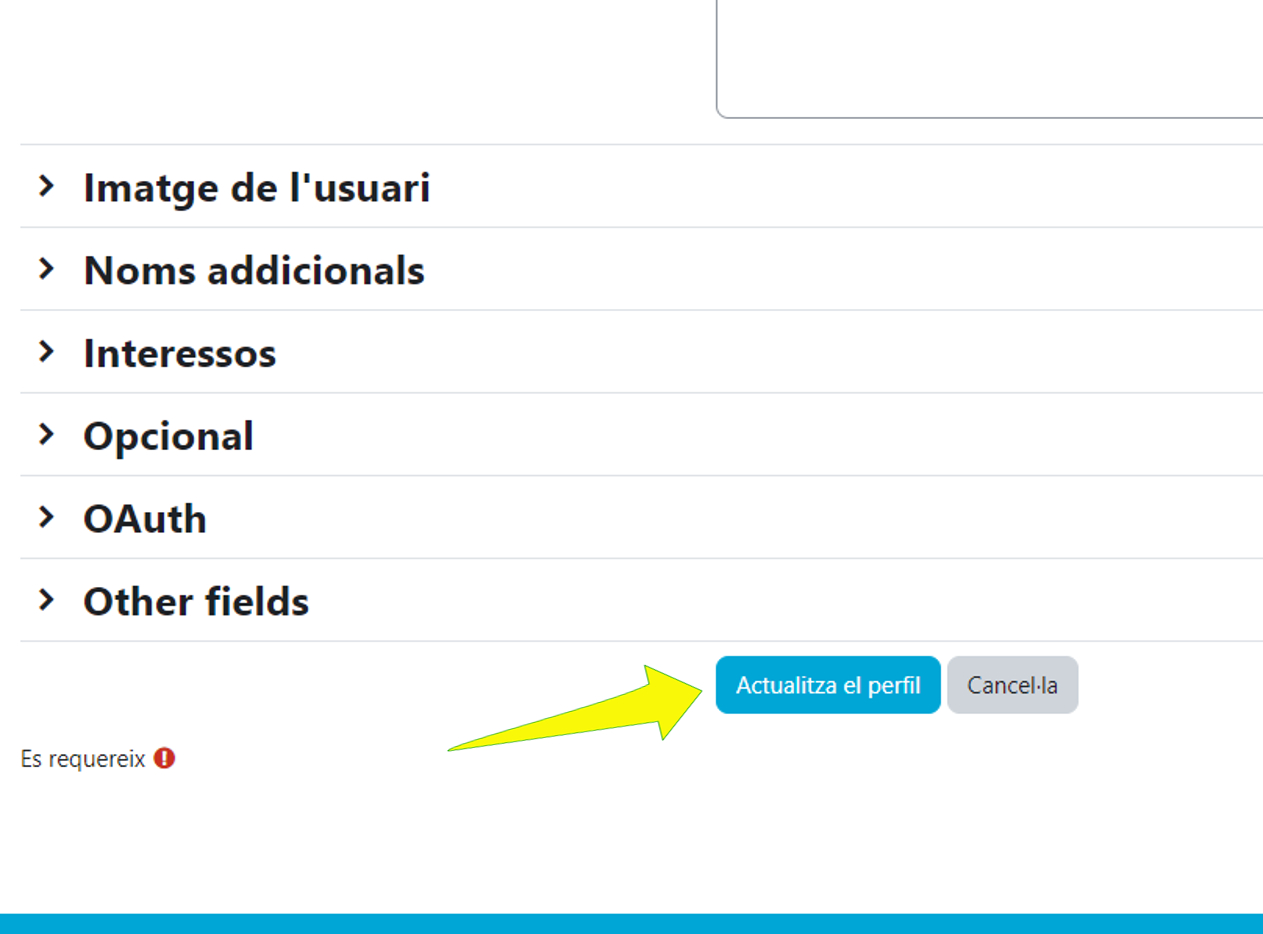 Perfil usuari Actualitza