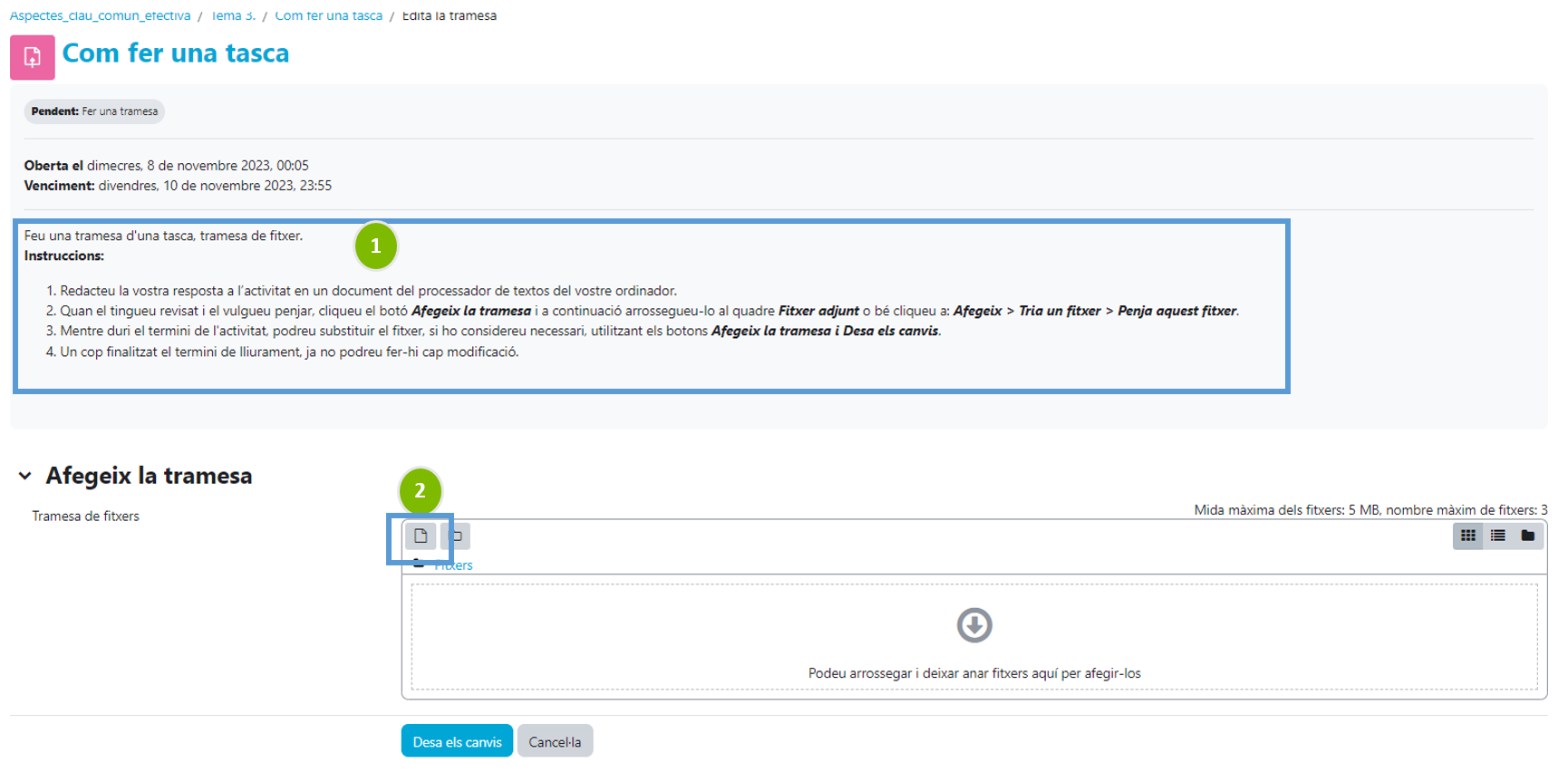 Tasca Afegeix fitxer