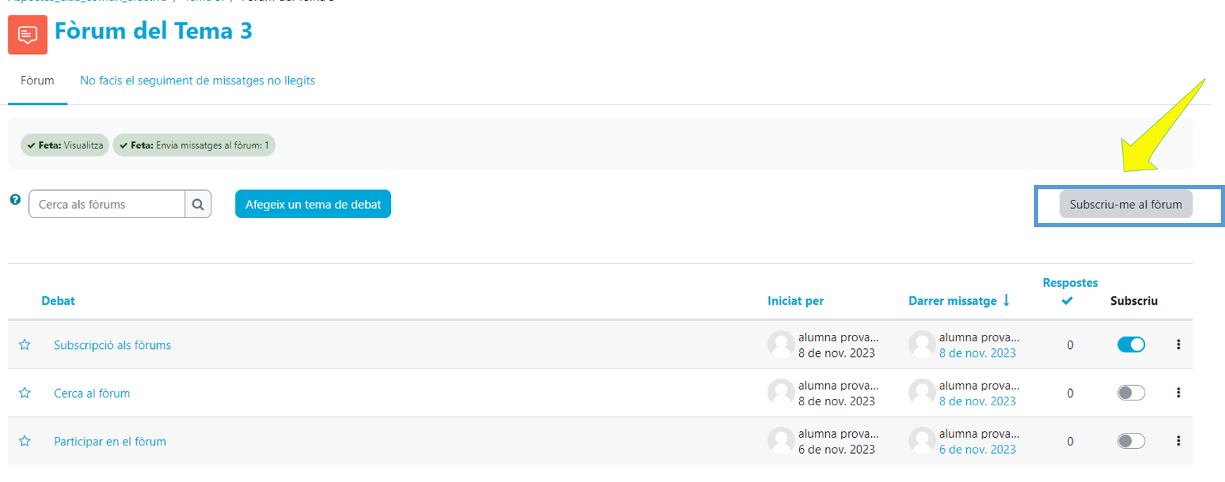 Fòrum subscripció a fòrum sencer
