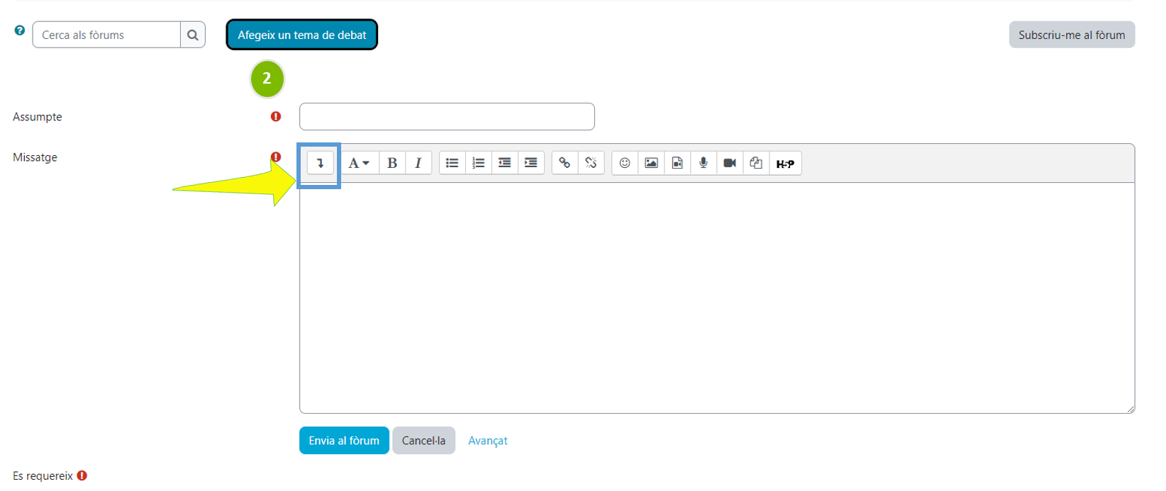 Afegeix tema debat i camps